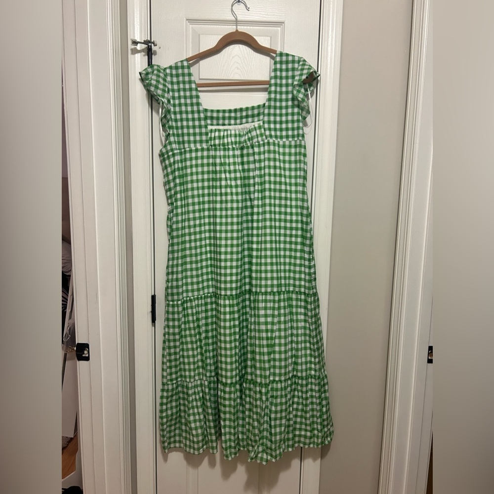 NWT XL Draper James, green and white checkered maxi dress - Picture 3 of 3